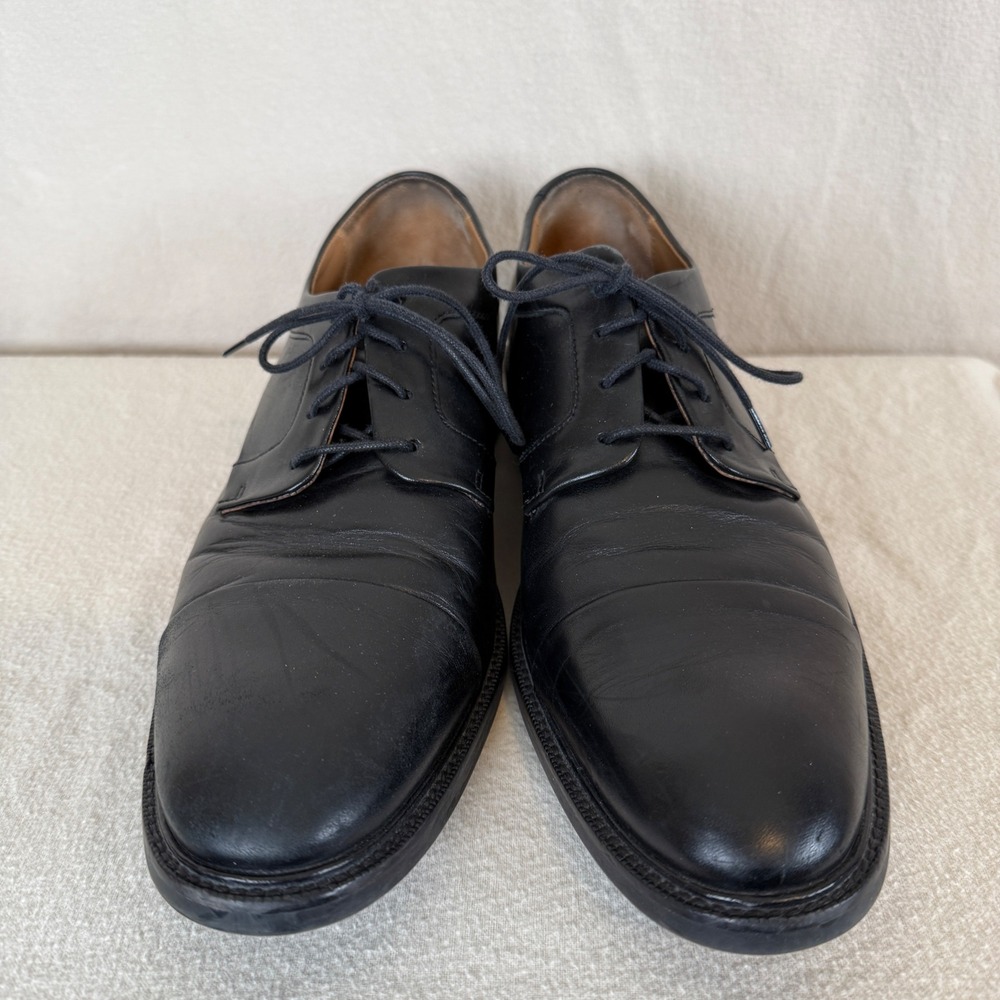 Cole‎ Haan Grand.OS Men Black Leather Cap Toe Derby Dress Shoes C20155 Size 9 M